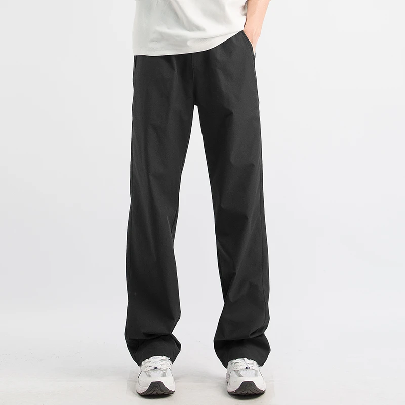 梦泡夏季薄款冰丝裤黑色休闲裤子男宽松直男款宽松男士冰丝休闲裤