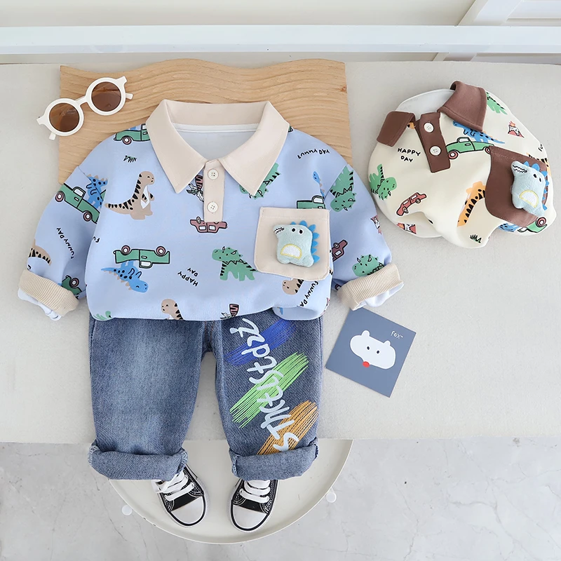 男童春装套装2025新款时髦儿童卫衣裤子宝宝洋气小童两件套春秋季