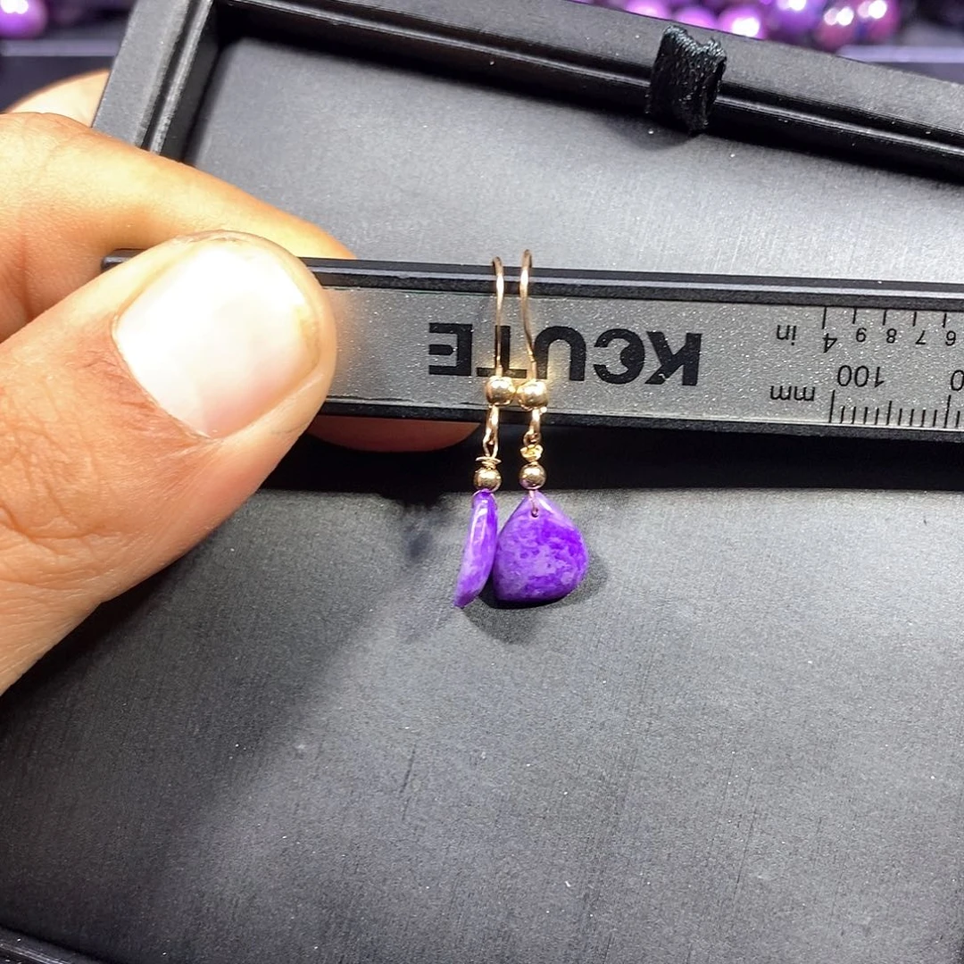 苏纪石（舒俱来）14K金镶嵌南非舒俱来耳钩