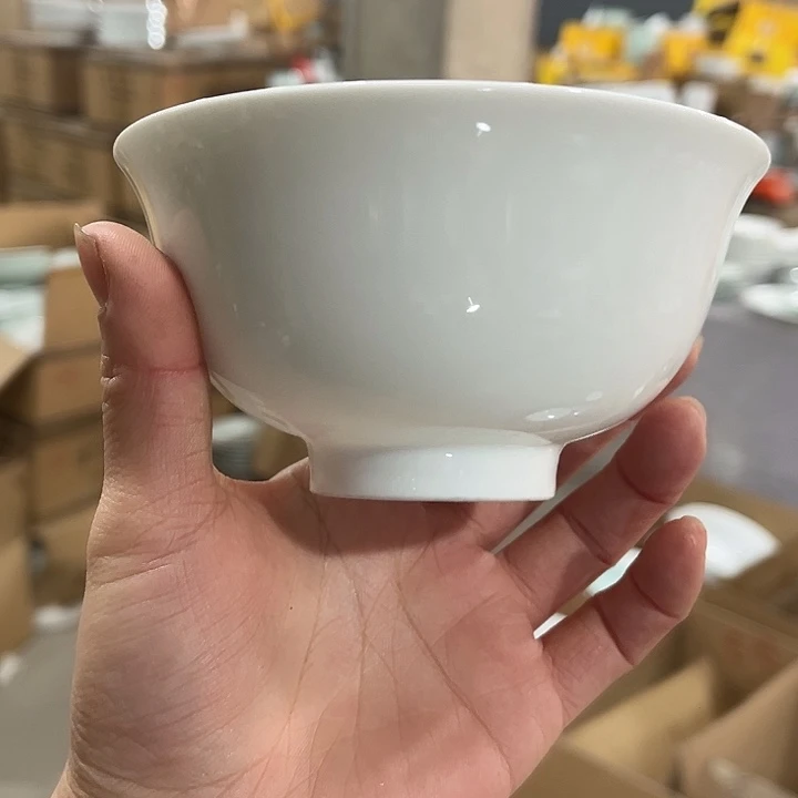 瓷片云白4.75英寸米饭碗六个微瑕包邮