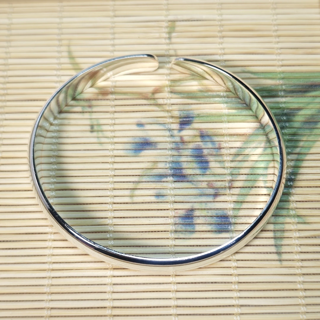 足银手镯 贵妃开口足银光面手镯