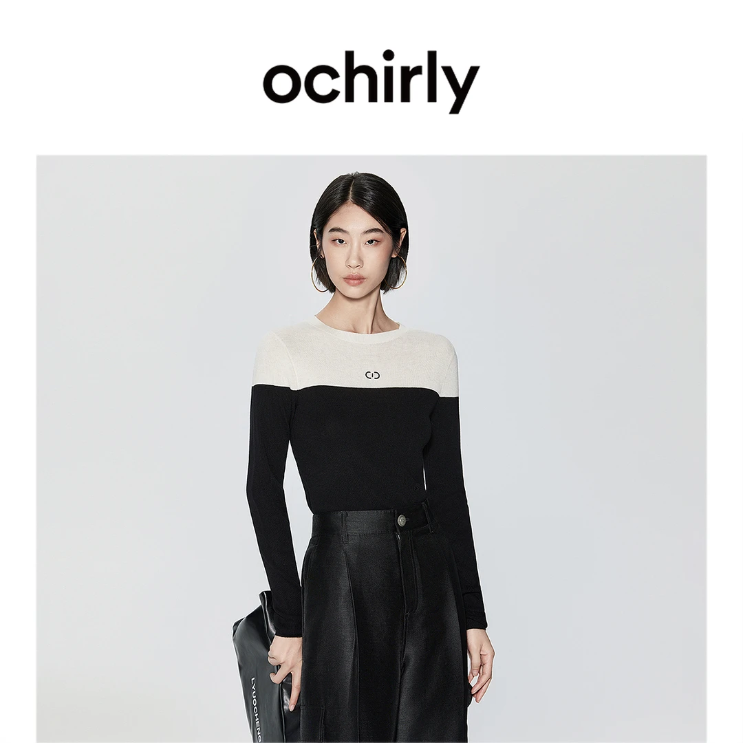 ochirly欧时力 「高比例丝光羊毛」年细织精纺纱线百搭针织毛衣女