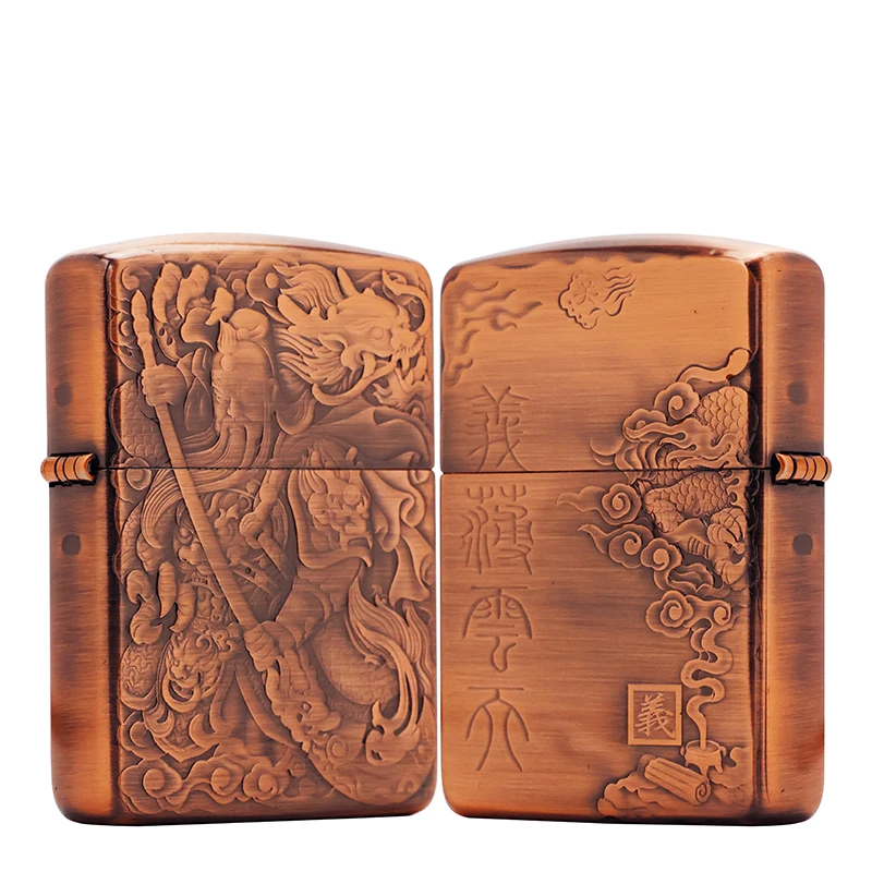 ZIPPO/之宝打火机 红铜盔甲【关公】防风正品原装煤油机DYJ1