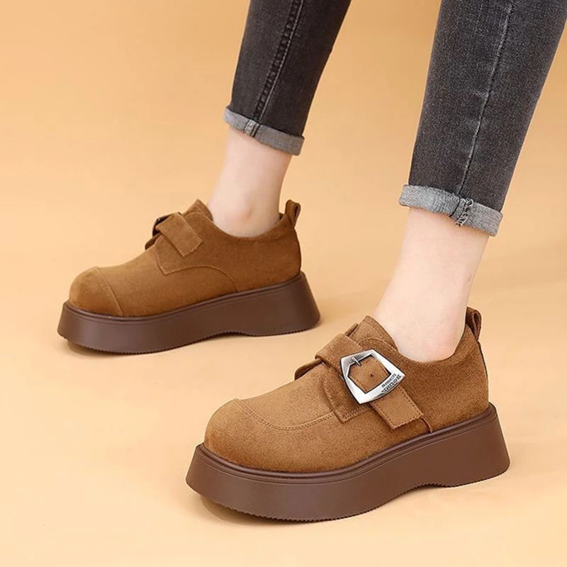 森系复古全包勃肯鞋女2025年春秋季新款厚底乐福鞋一脚蹬博肯单鞋