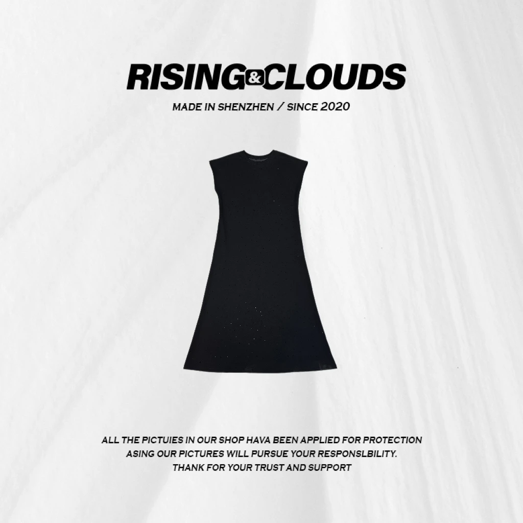 RISING&CLOUDS小云姐【舒欣】圆领百搭早春烫钻无袖连衣裙010253
