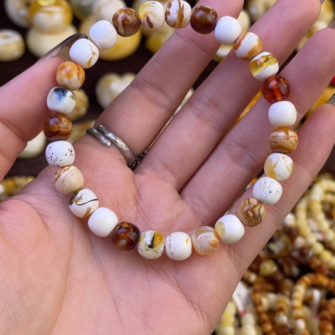 琥珀未镶嵌手链8mm糖果多宝