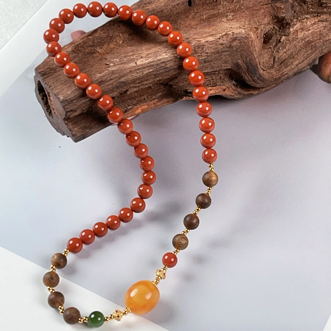 【珊木居】S1997JY 南红+沉香0.6圆珠双圈手串