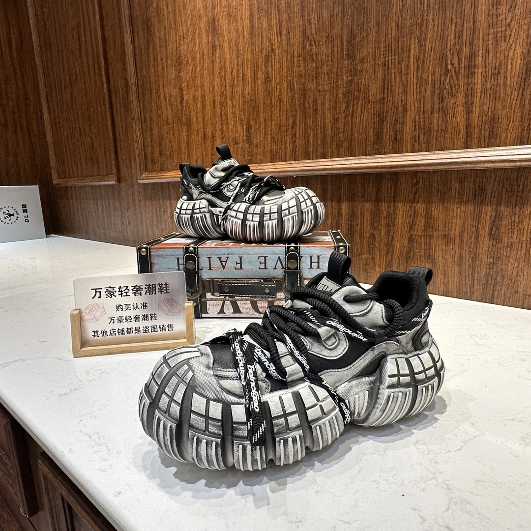 广州轻奢轻职风潮鞋拼色深口秋季小白鞋春季夏季时尚休闲鞋老爹鞋