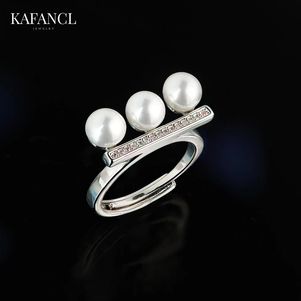 红楼  镀K金 珠梦平衡木镶嵌开口戒指 ZH-D66