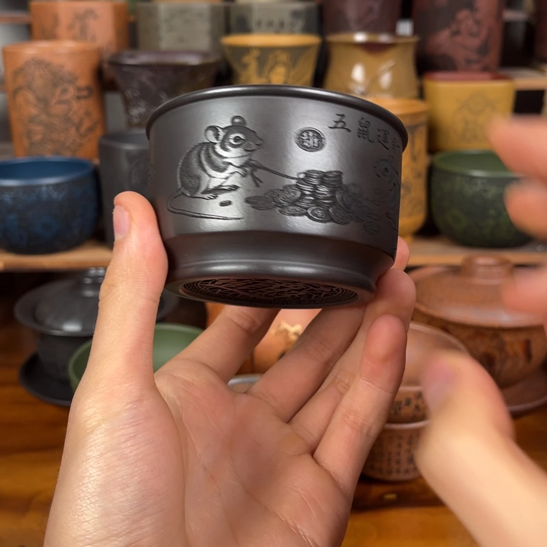 紫砂茶杯宜兴原矿紫砂杯