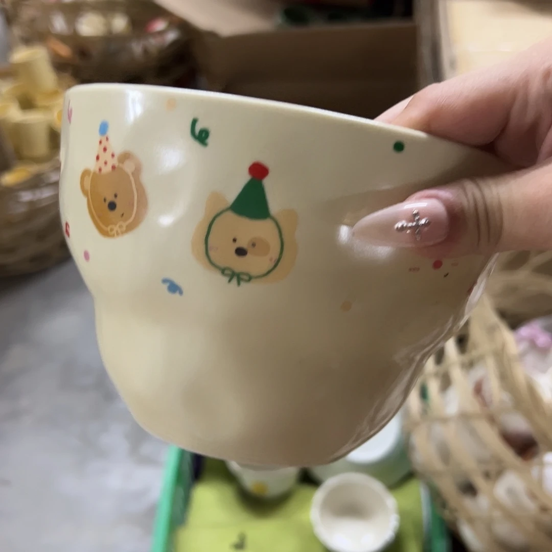 搪瓷微瑕动物派对葫芦汤碗