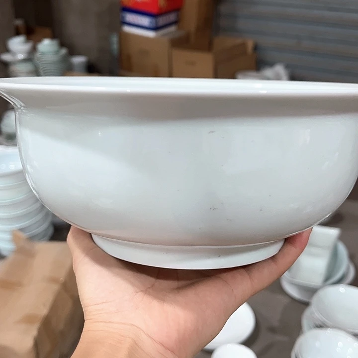 瓷片青瓷9.5英寸大汤碗两个微瑕包邮