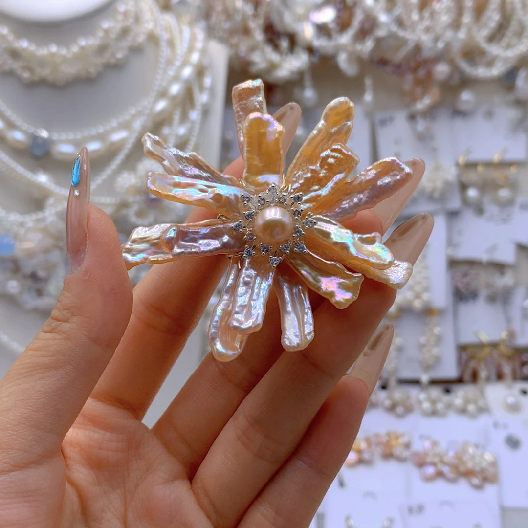 银S925镶嵌耳饰淡水珍珠