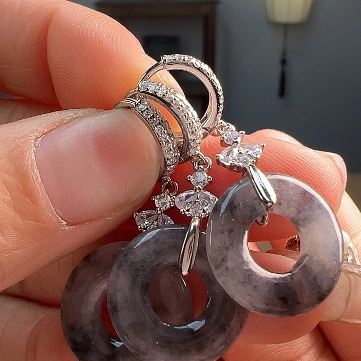 翡翠耳饰银S925镶嵌耳饰多样性发货一副