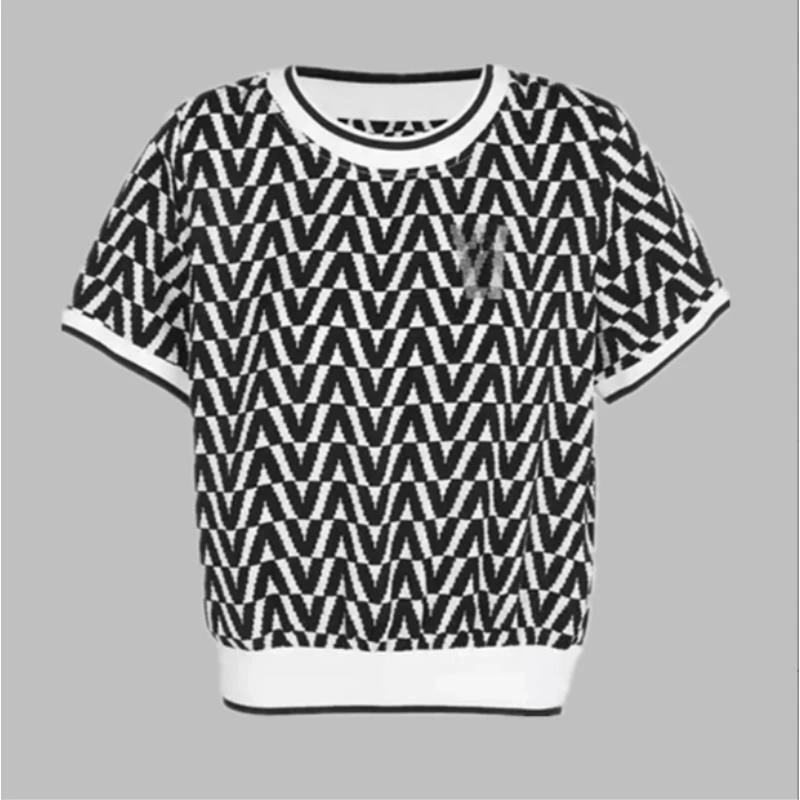 2025夏季新款短袖运动休闲T恤女士时尚宽松潮流条纹印花【TZ002】