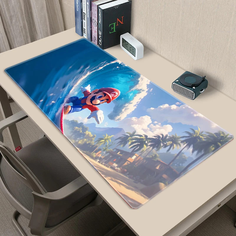 卡通马里奥鼠标垫大号可爱创意加厚锁边办公桌垫电竞游戏键盘垫