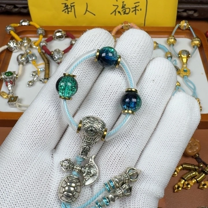 合成碳硅石铜合金文玩配饰蓝水套