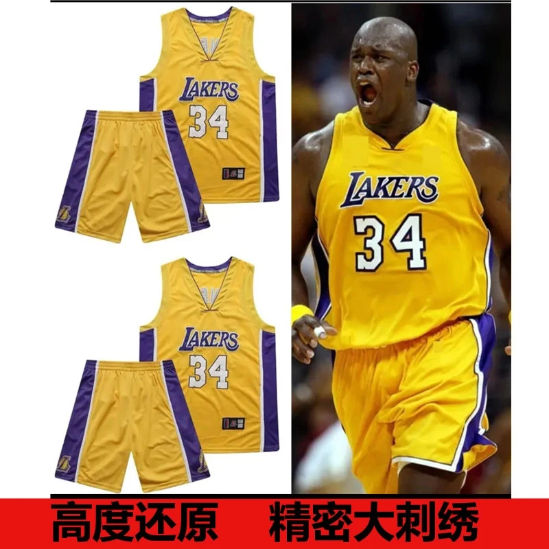 刺绣球衣加大加肥湖人奥尼尔34号76人艾弗森3号吸汗透气速干套装