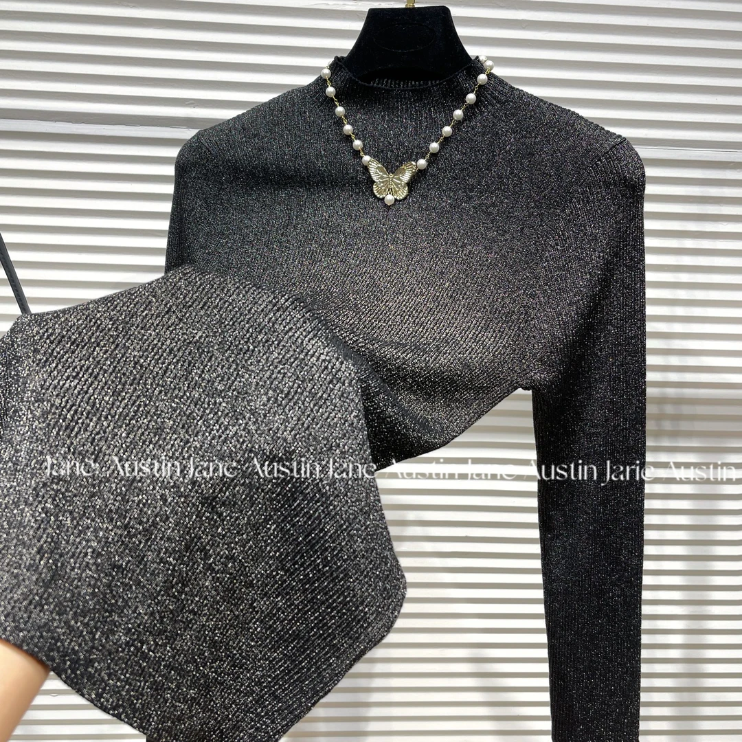 Jane Austin•言视频(袭人)2025轻奢水晶纱线时尚显瘦塑身长袖气质