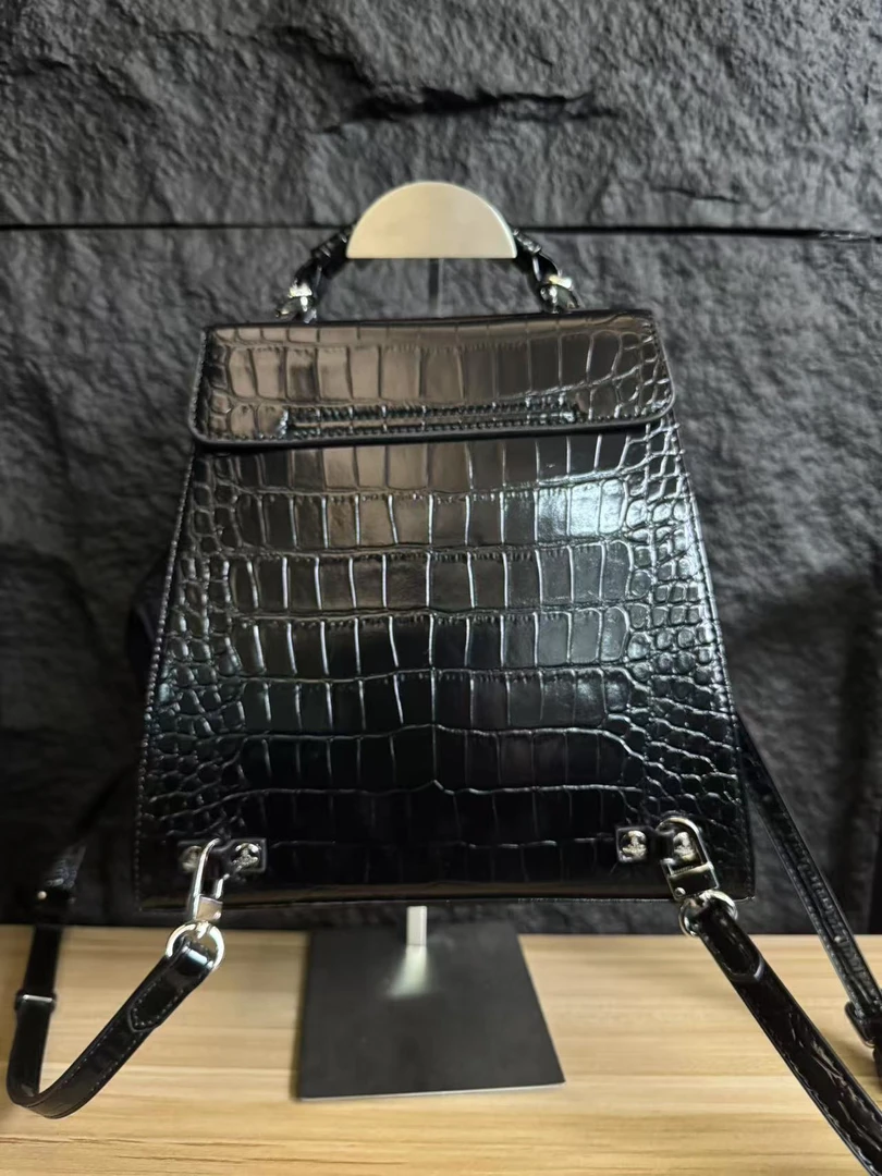 土星新版双肩包大容量大标双肩高级小众鳄鱼纹