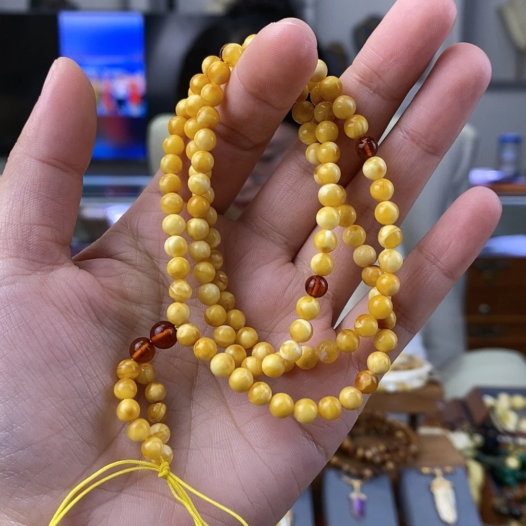 蜜蜡珠宝奇石未镶嵌蜜蜡链子5.2mm