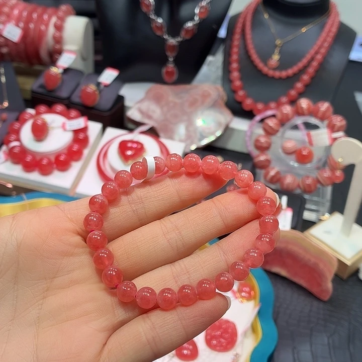 菱锰矿（红纹石）未镶嵌手绳