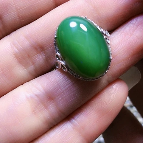 和田玉银S925镶嵌挂件