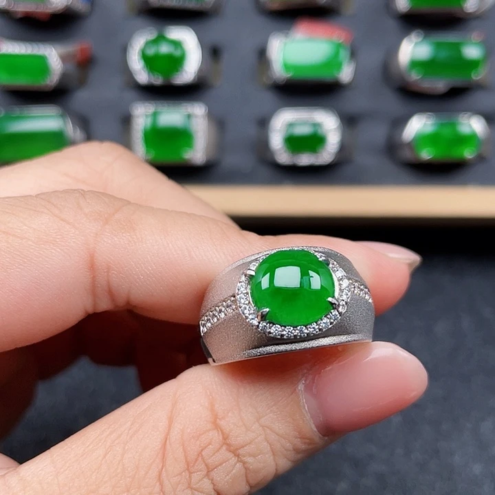 翡翠银S925镶嵌戒指编号2206没运费险