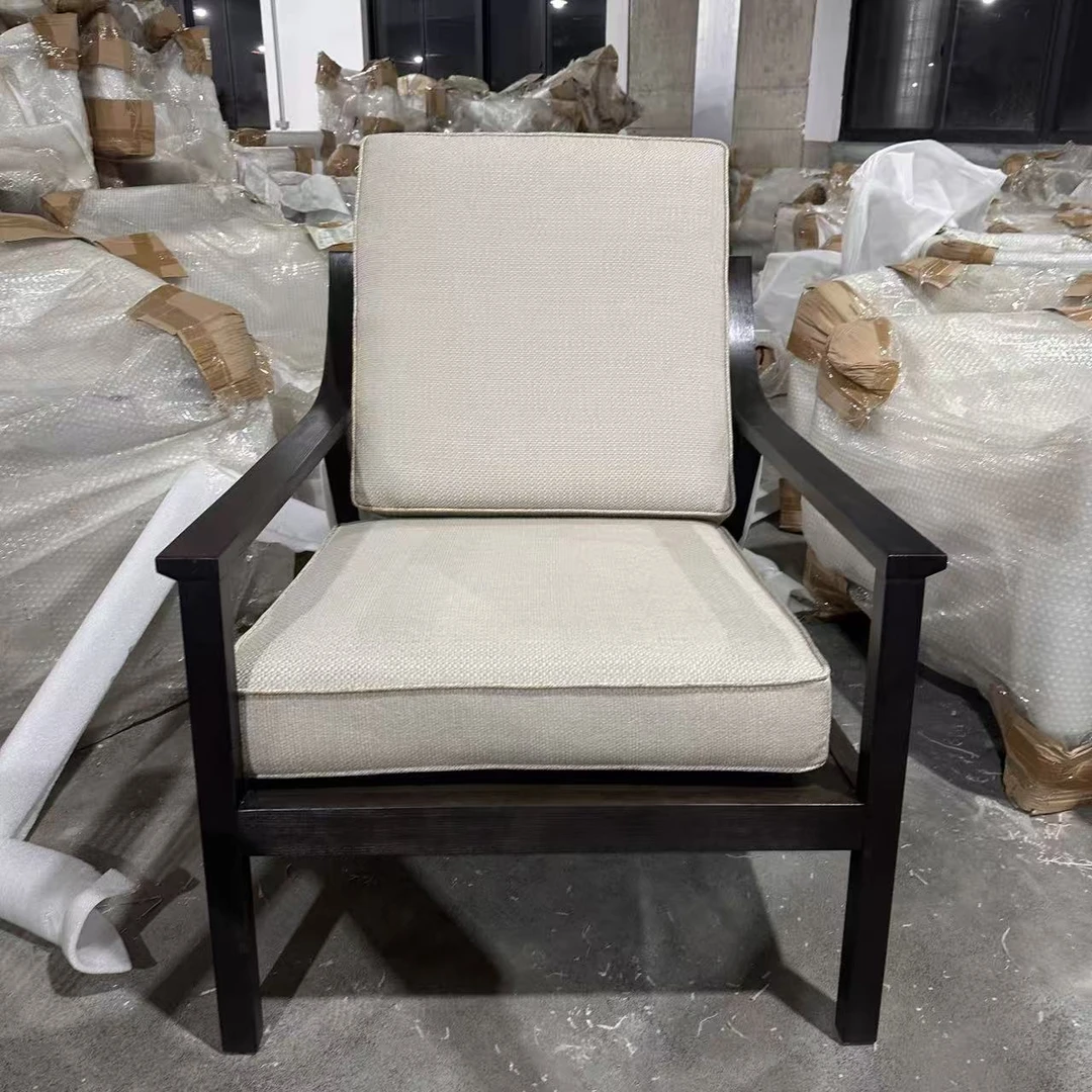 实木单人沙发椅现在轻奢阳台休闲椅售楼处酒店会所接待TY