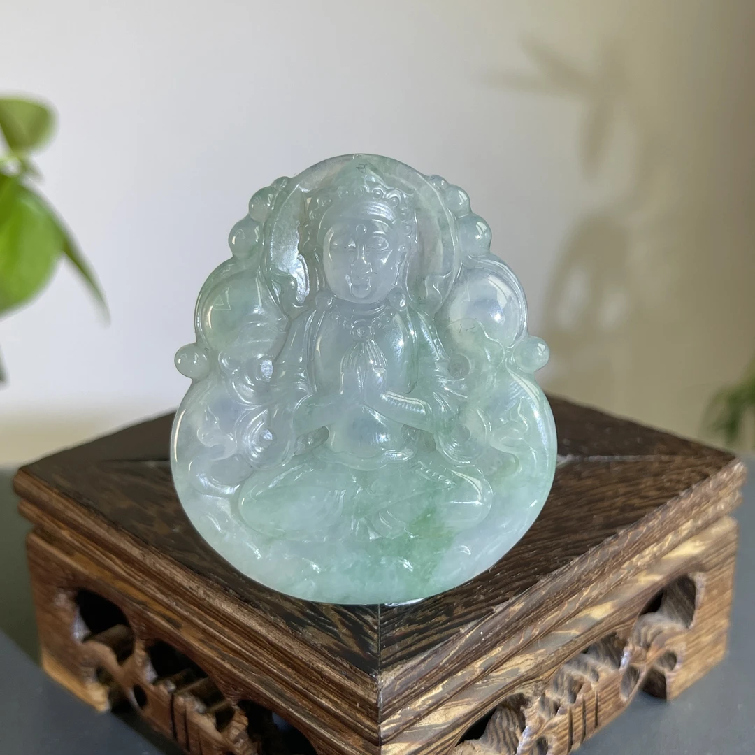 JGB21-146  天然缅甸A货翡翠  观音菩萨