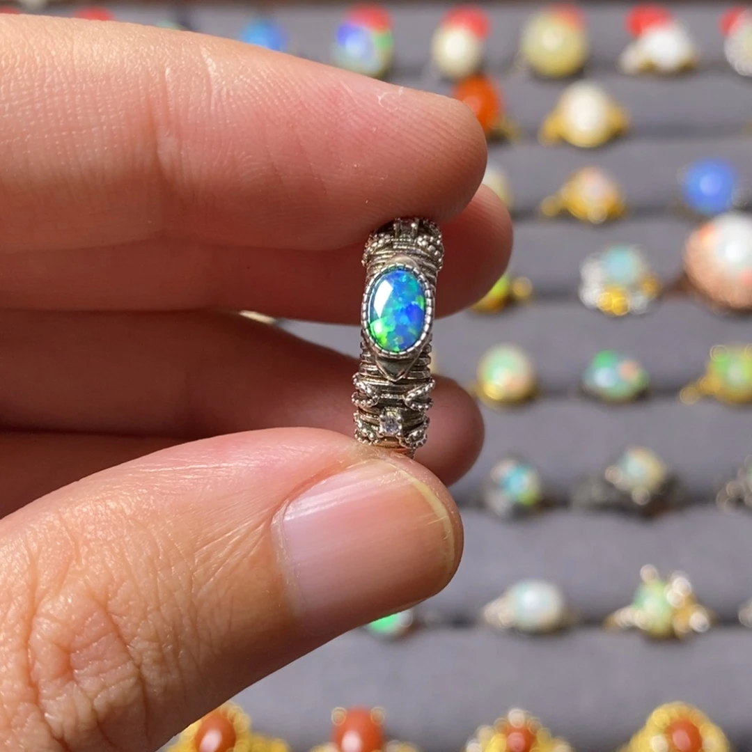 银S925镶嵌欧泊戒指景*d