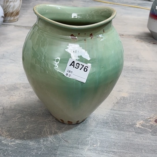 瓶陶瓷花瓶摆件摆件高30口16口14。 976