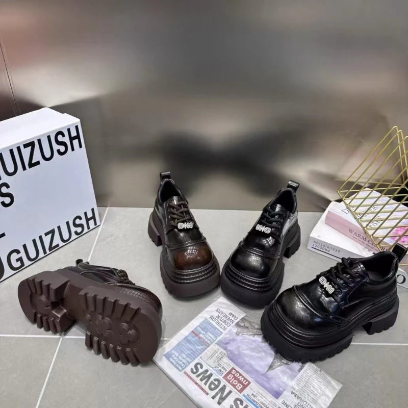 网红爆款2025新款潮流时尚百搭乐福鞋松糕厚底切尔西女鞋