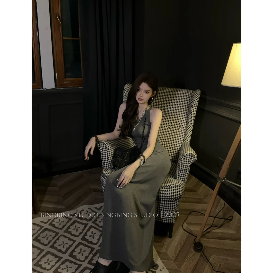 冰冰「松弛配方」人丝百搭休闲修身显瘦减龄棉连衣裙JJC5LYQ0948