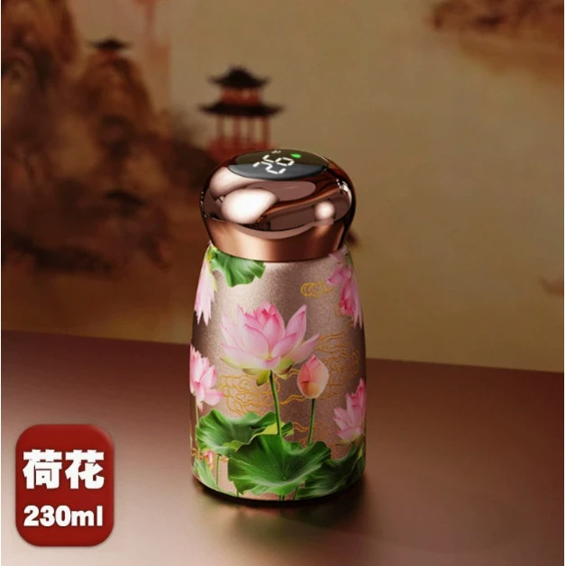 杯子网红爆款2025最新款高颜值迷你保温杯小巧带荷花家用陶瓷水杯