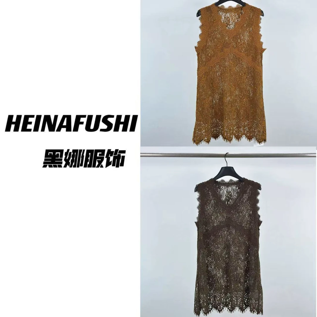 HEINAV领镂空蕾丝叠穿无袖打底309