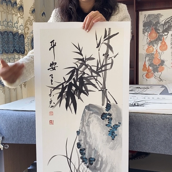 国画纯手绘国画写意作品34*68