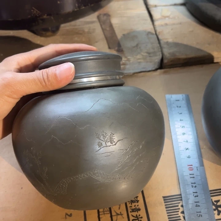 蜜安罐瓷香炉锡茶则