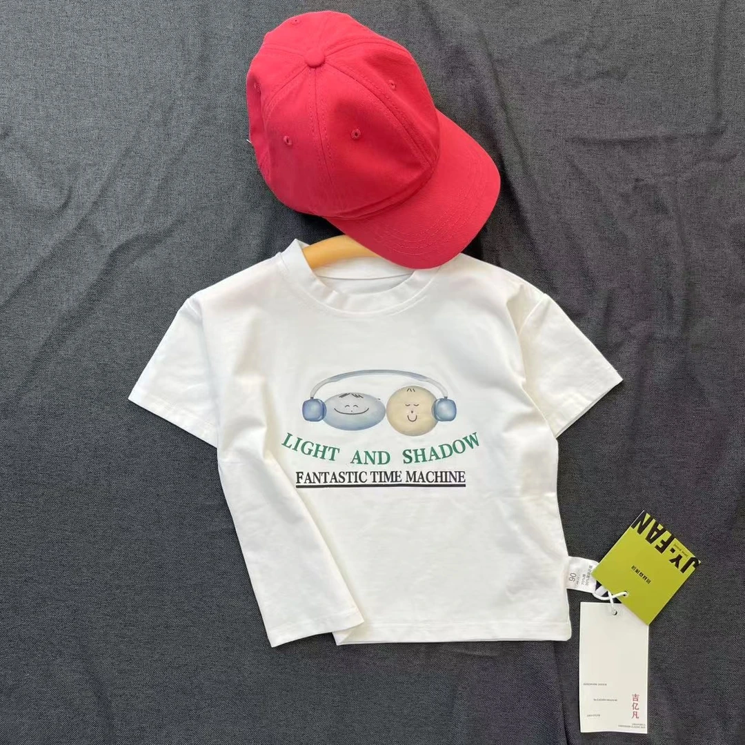 卡通夏季套头薄款休闲潮流圆领男童时尚可爱印花夏季短袖JYF-6802