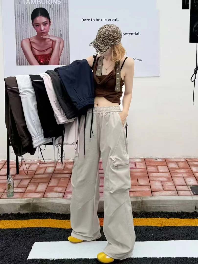 春款美式宽松口袋工装裤 束脚直筒两穿 百搭炸街休闲神裤