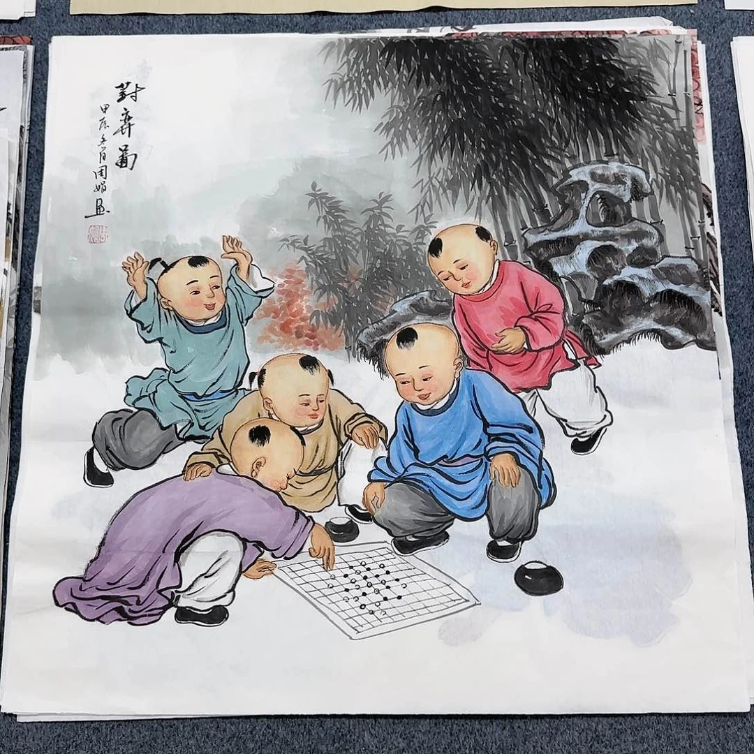 国画尺寸70X70手绘作品