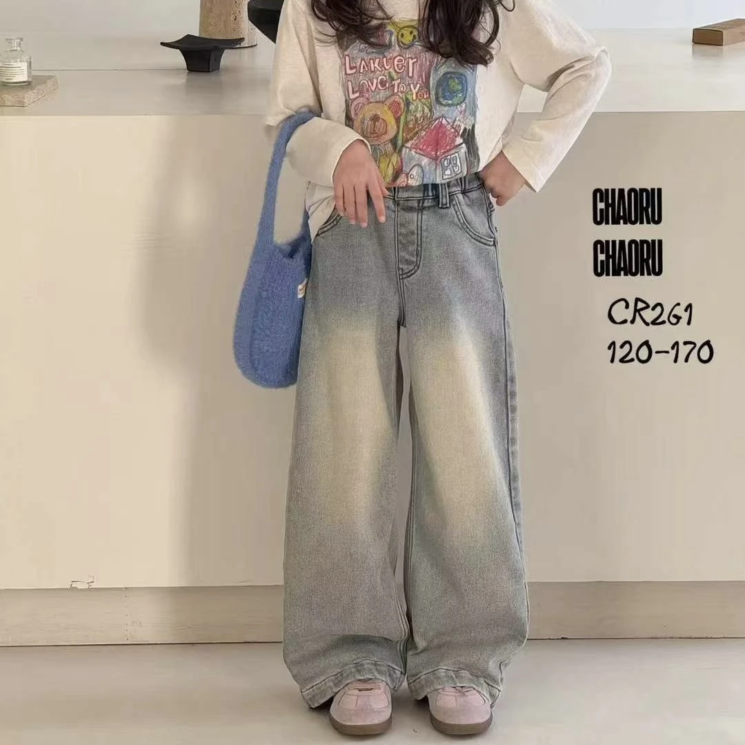 261儿童磨绒直筒牛仔裤