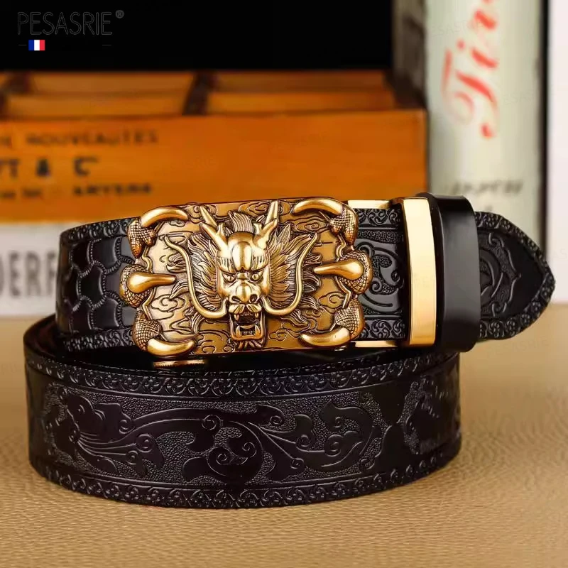 男士压花真皮腰带2025新款爆款商务休闲通勤潮流高级感自动扣皮带