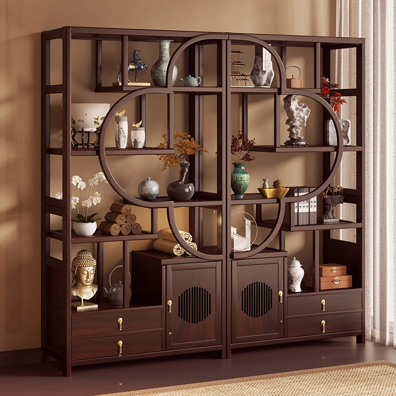 博古架办公室茶室置物架新中式客厅屏风玄关酒柜多宝阁书架展示柜