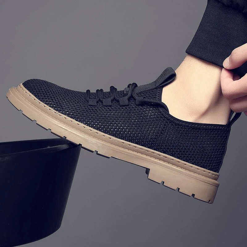 路易圣戈希男网鞋夏透气网面薄款百搭帆布鞋一脚蹬休闲男鞋