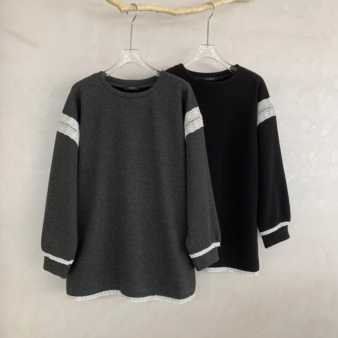 DEZI宝藏衣橱加厚加绒拼接蕾丝花纹显瘦舒适女打底LS1232088