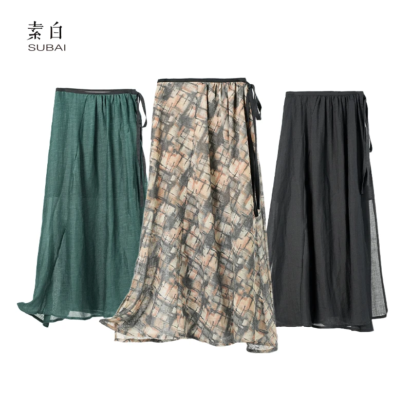 素白小众设计Q01734随性百搭气质绑带半身裙