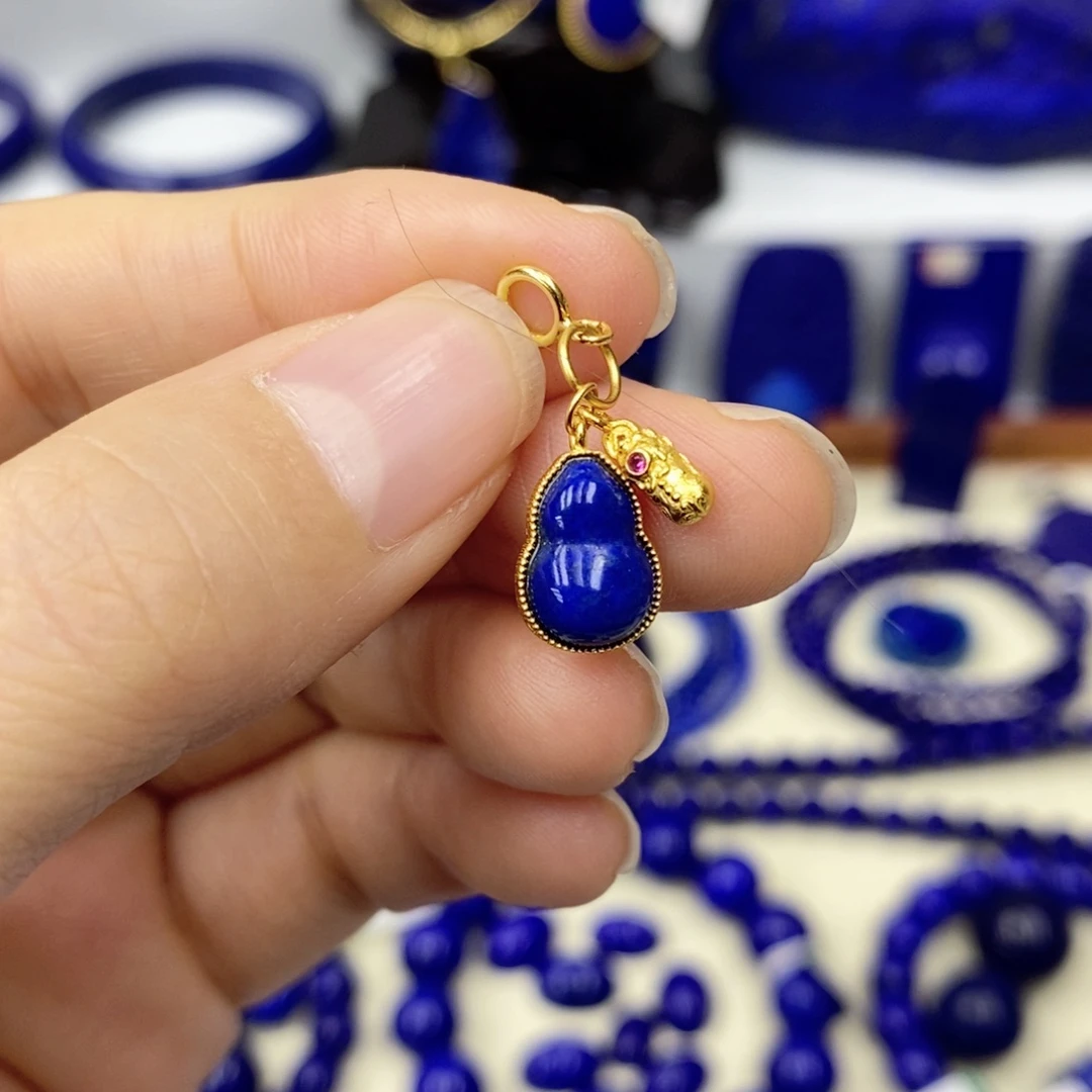 青金石颈饰银S925镀金镶嵌