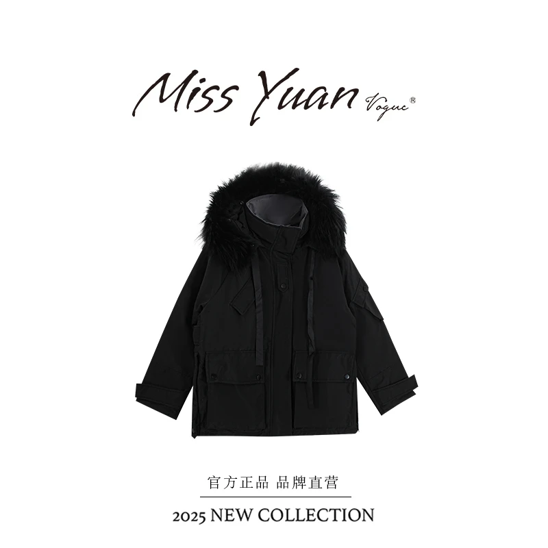 M.Y媛总  冬季新款貉子毛连帽鸭绒冬季冲锋衣外套DX181088