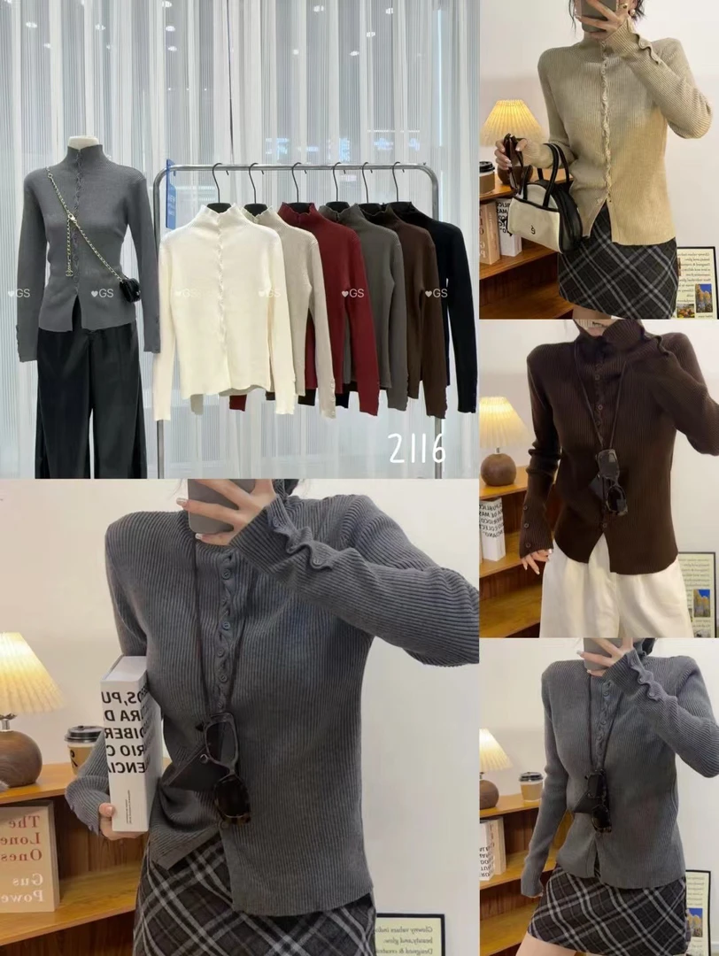 冬款  设计感简约纯色针织衫